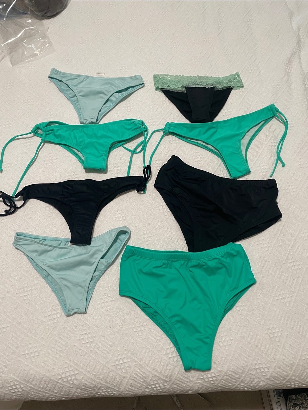 🖤5/$25 new 8 pc black bikini string bottoms size M small